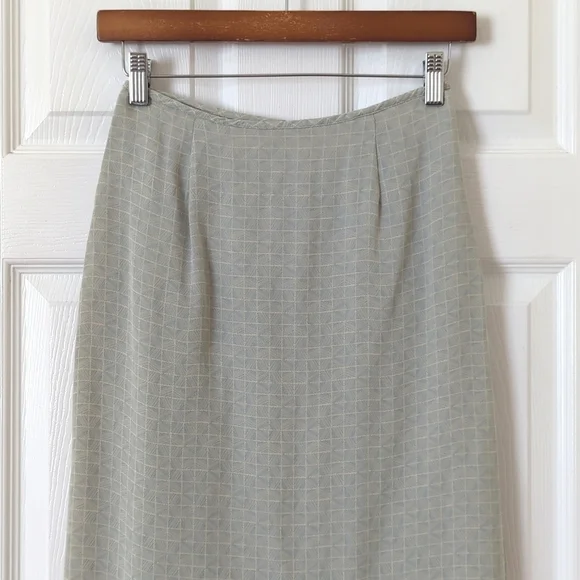 Petite Sophisticate 90's Vintage Funky Silk High Waisted Straight Midi Skirt 2 - Picture 2 of 12